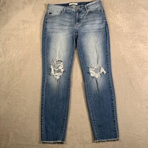 KanCan Jeans Womens‎ 13/30 Blue Distressed Skinny Raw Hem Ripped Knees KCB2741M